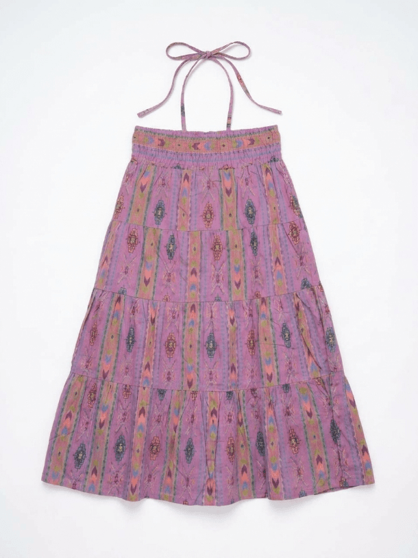 Magenta Tiered Print Dress