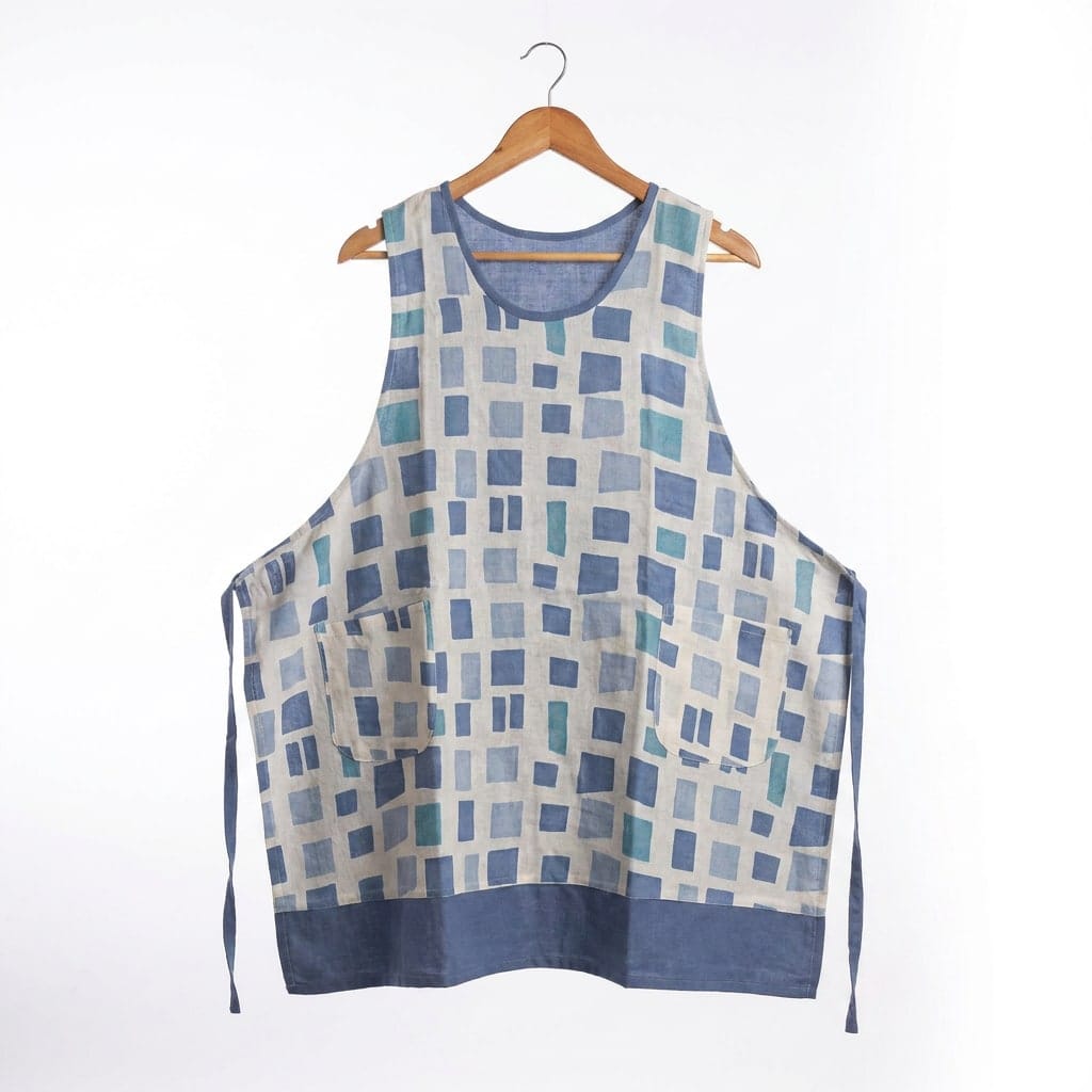 Azure Geometric Linen Dress