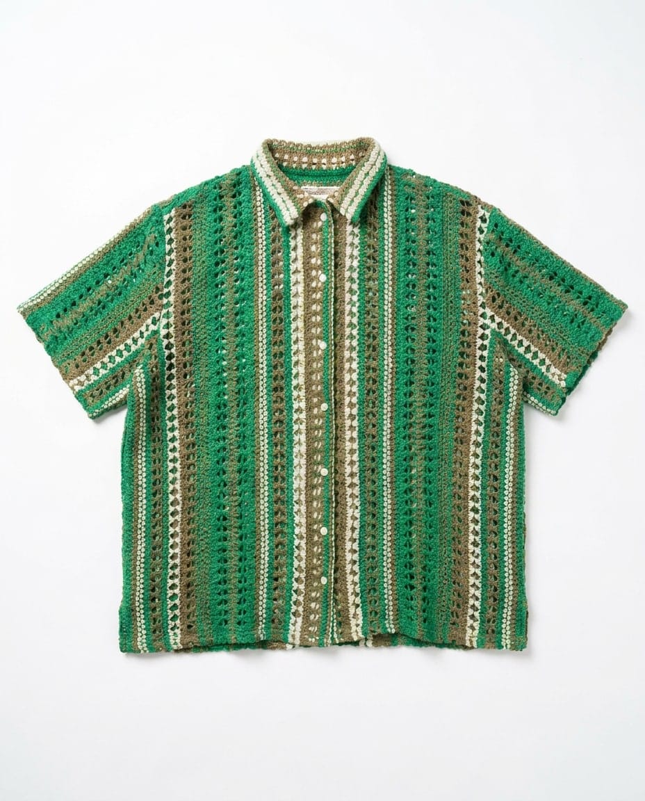 Emerald Crochet Stripe Shirt