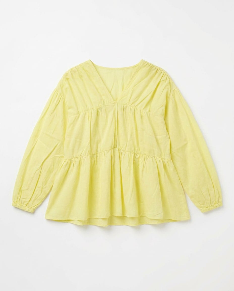 Lemon Ruched Cotton Top
