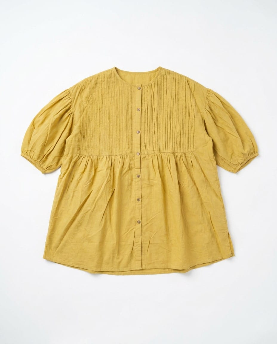 Mustard Ruched Cotton Top