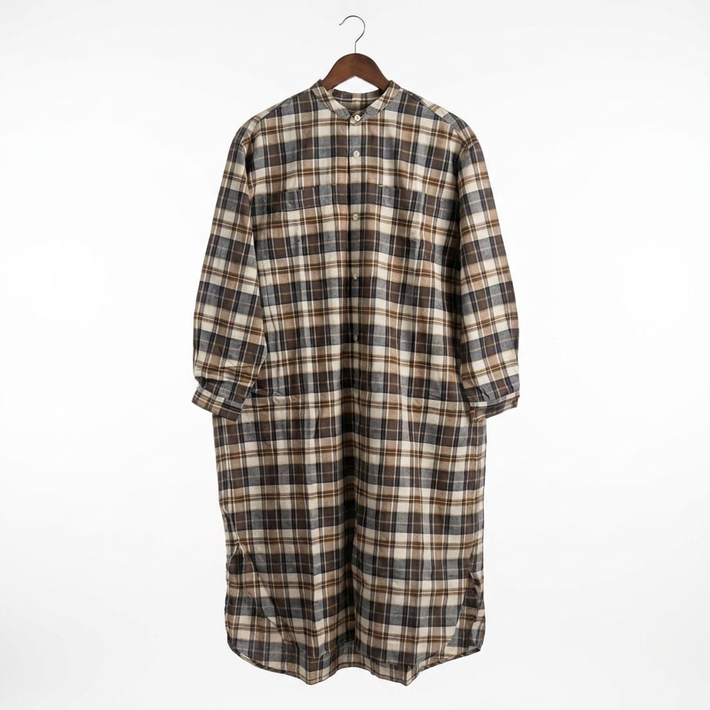 Oversized Check Linen Dress